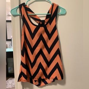 Orange and dark blue boutique tank with bow on back